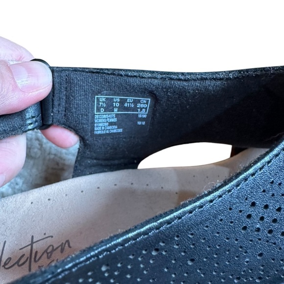 Clark’s Collection Black Leather Langley Rosen Wedge Sandal - Picture 7 of 10